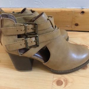 Tan Angle Buckle Bootie